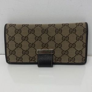 Gucci Brown Monogram Continental Flap Wallet